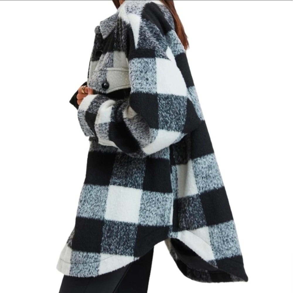 NWT Good American Oversized Plaid Shacket - Picture 4 of 10